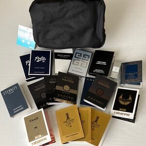 Conair Basic’s Toiletry Bag With 18 Men’s Fragrance Samples (NWT)